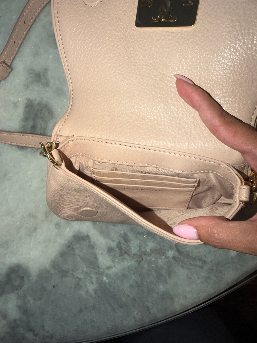 Tory Burch Blush Pink Pebbled Leather Logo Crossbody - Picture 2 of 4